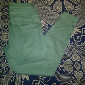 High rise mint color skinny jeans!